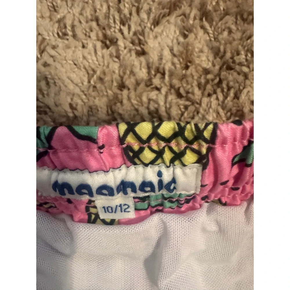 Maamgic Boys Swim Trunks Size 10/12 Pink Pineapple Palm Tree Mesh Lined Shorts